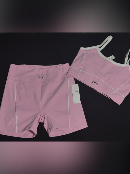 ALO Yoga Tops - ALO Yoga Pink Sports Bra & Bike Shorts Set